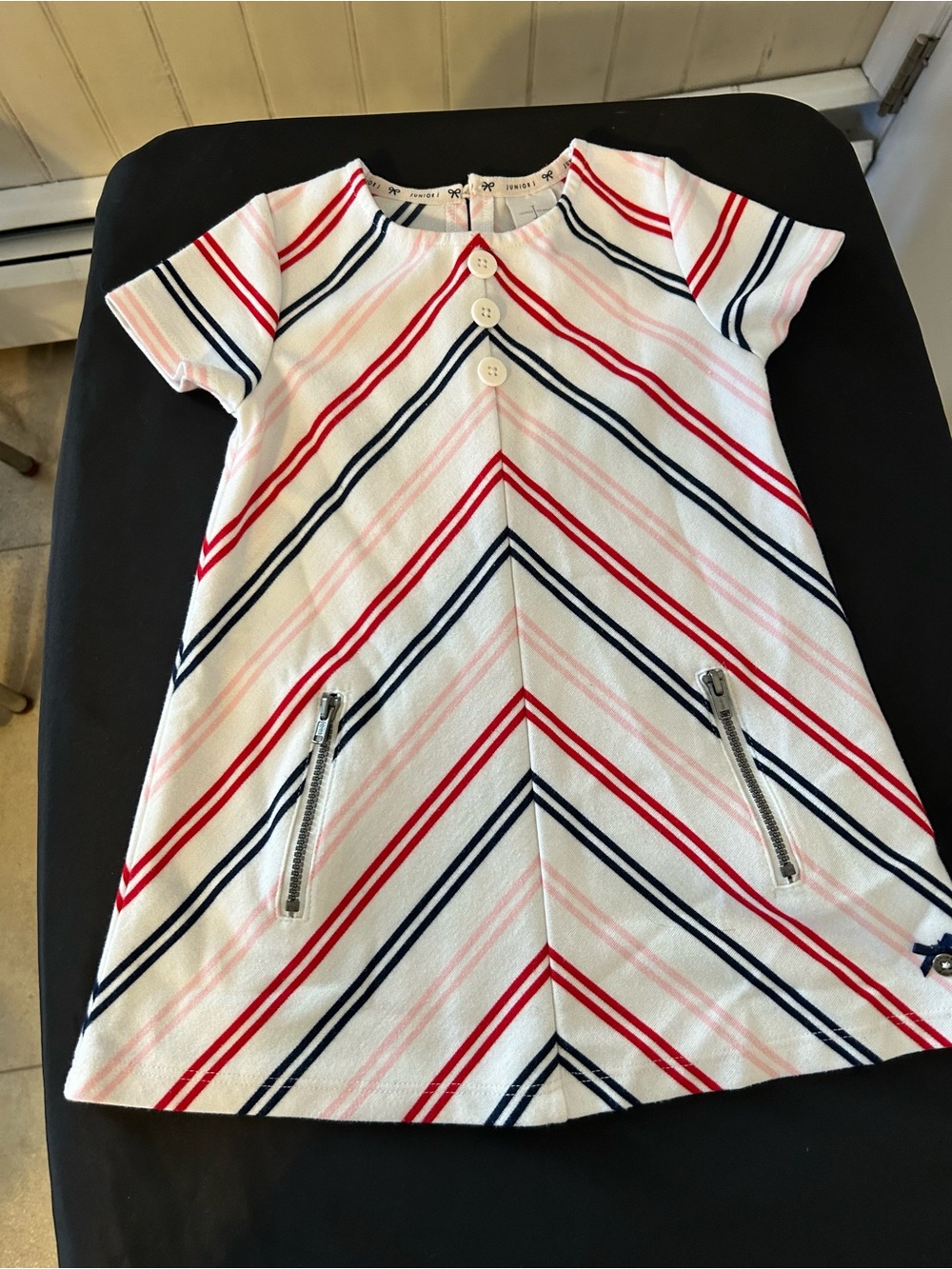 NWOT Junior J By Jasper Conran Girls Diagonal Chevron Striped Dress Ages 3-4